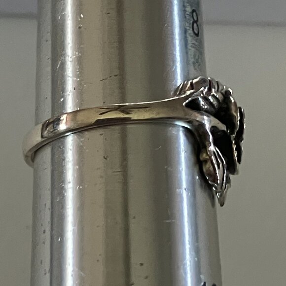 Gorgeous sterling silver rose and leaves ring - Picture 3 of 8